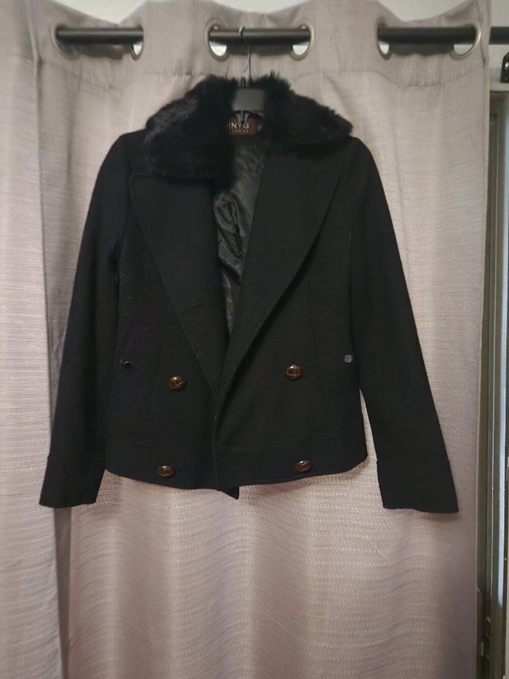 Vintage Double breasted pea coat with fur color